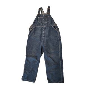 Vintage 80s Roebucks Mens Long Blue Demin Overalls 54 Farmer Ranch Country